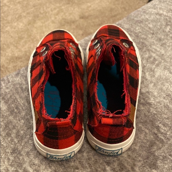 Blowfish Red and Black Plaid Slip-On Sneakers - Picture 3 of 4